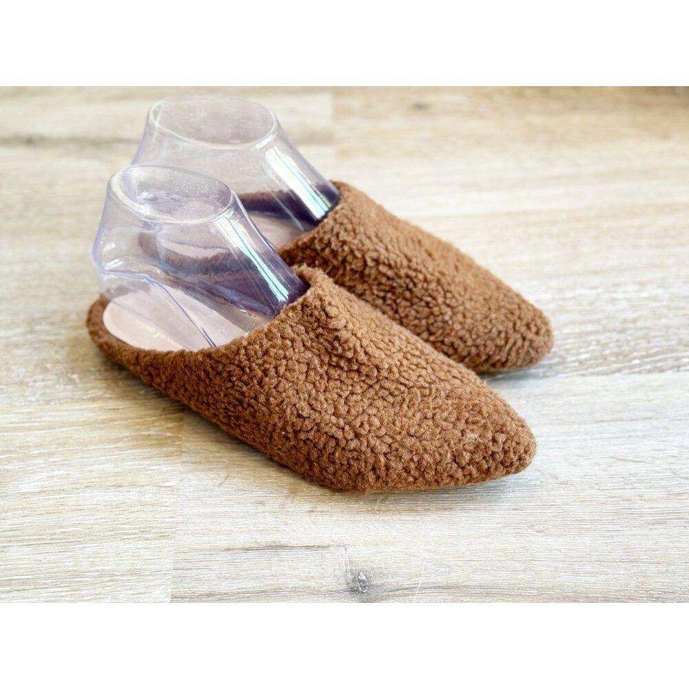 Faryl By Farylrobin Women Madeline Camel Tan Sherpa Pointy Mules 8 Boho Preppy